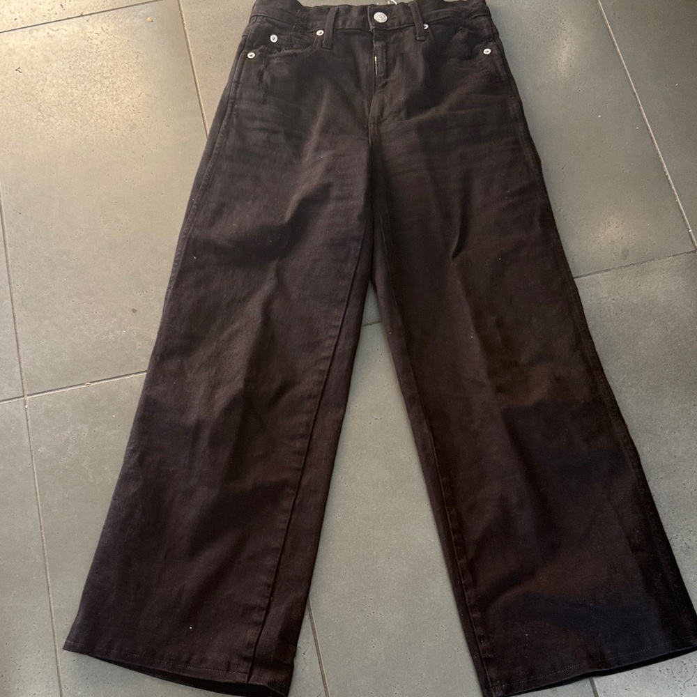 AMO Wide Leg Flare Jeans in Black